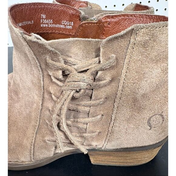 Born Bessie Brown Suede Leather Side Zip Ankle Boot US Women Size 7 - Picture 4 of 10